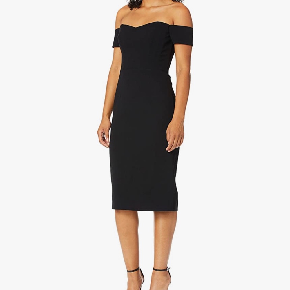 Dress the Population Women's Bailey Off The Shoulder Sweetheart Bodycon Midi She